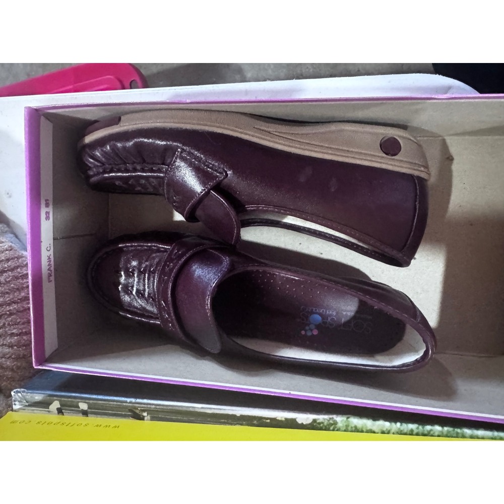 Soft Spots Venus Wine Burgundy Leather Loafers Shoes Womens 6 W 2189 GB91